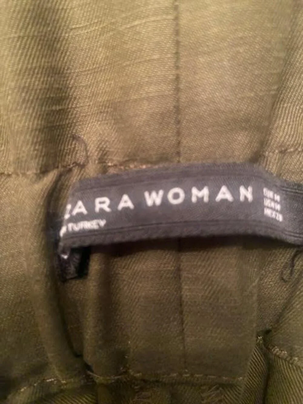 Zara Woman Olive Linen Blend High Rise Pleated Trousers Size M